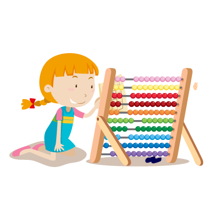 ilustracja dziewczynki liczącej na liczydle w przedszkolu Kolorowe Kredki Nałęczów Garbów Lublin Snopków